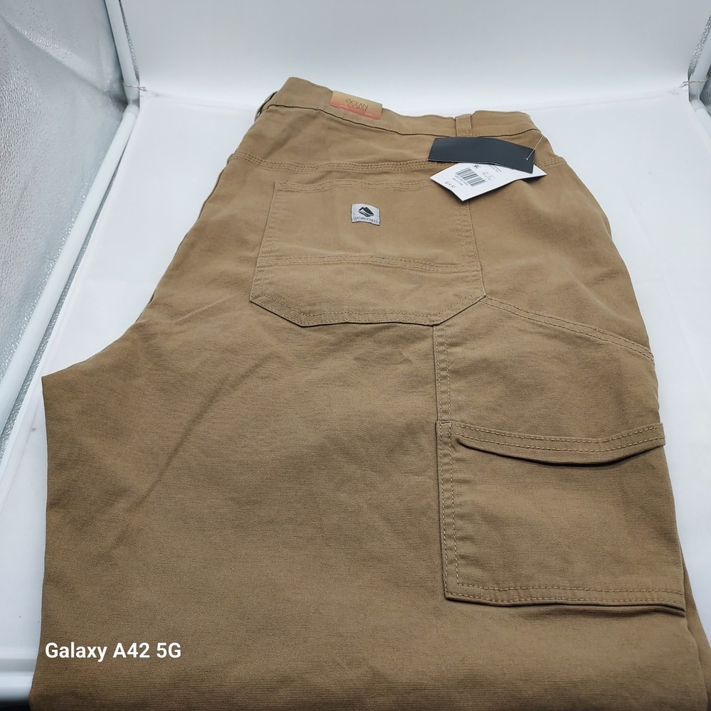 Ocean Coast Mens Tan Canvas Carpenter Pant Size 46x30 Relaxed Fit Cotton Spandex
